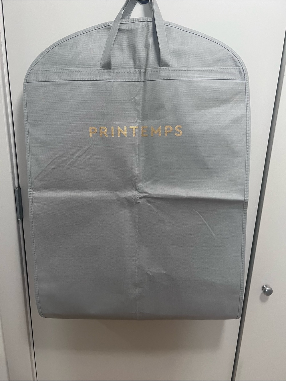 PRINTEMPS Gray Garment Bag with Gold Logo